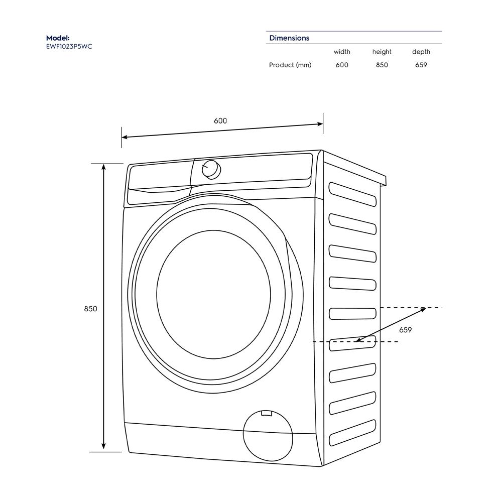 เครื่องซักผ้าฝาหน้าพร้อมขาตั้ง ELECTROLUX EWF1023P5WC 10 กก. 1200RPM อินเวอร์เตอร์ สีขาว