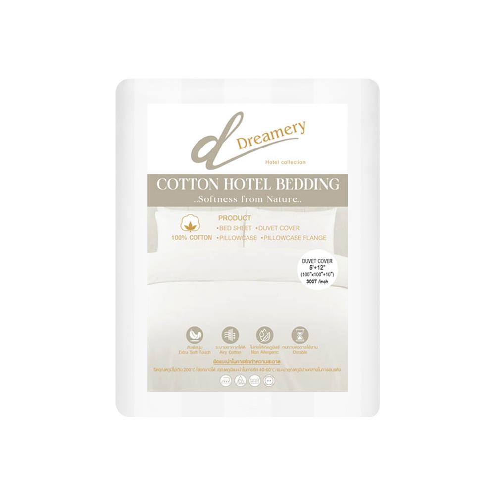 ปลอกผ้านวม DREAMERY CT STRIPE300TN 100X100 นิ้ว สีขาว