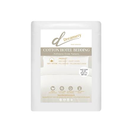ปลอกผ้านวม DREAMERY CT SATEEN400TN 90X90 นิ้ว สีขาว_1