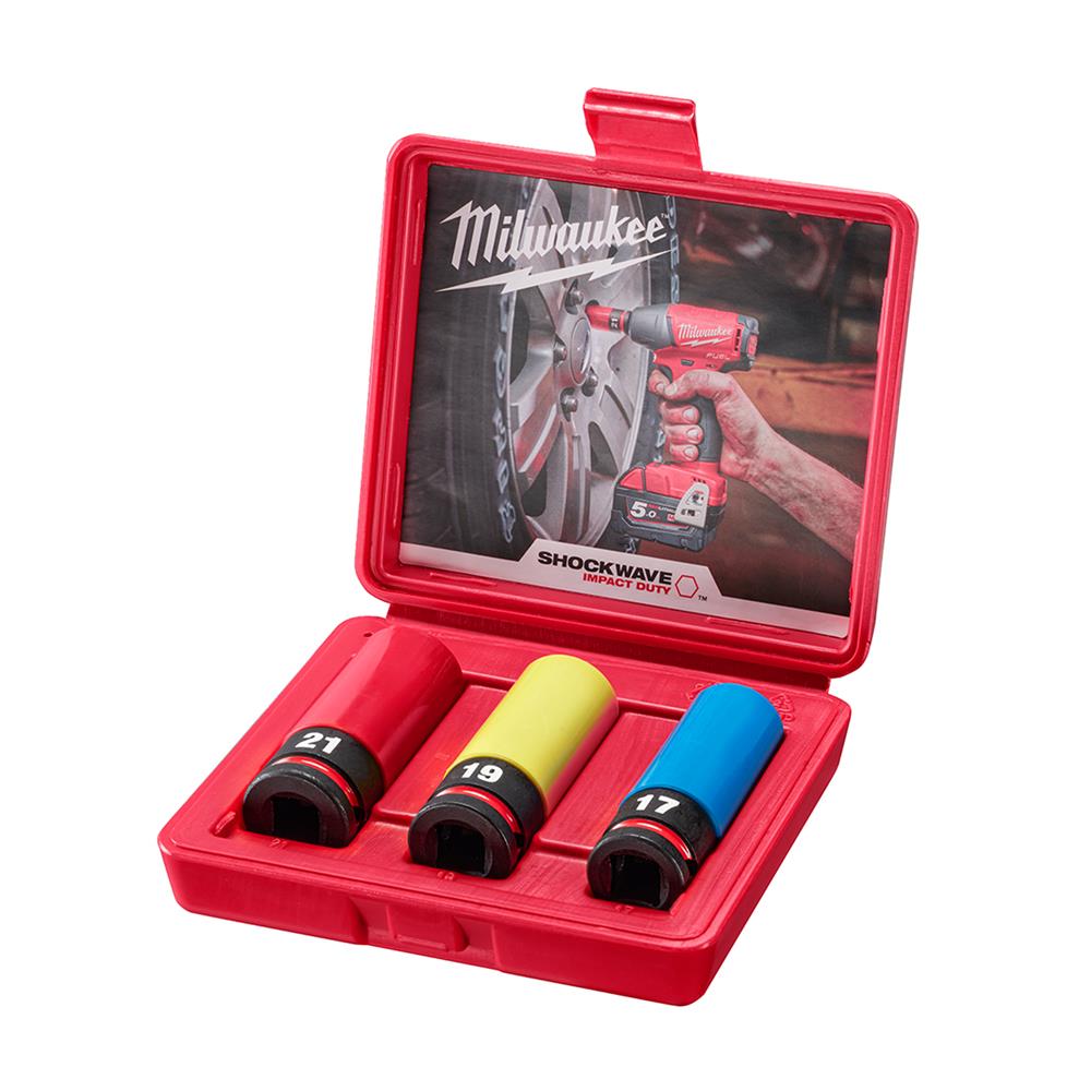 ชุดลูกบล็อก ถอดล้อรถยนต์ MILWAUKEE 1/2 นิ้ว (แพ็ก 3 ชิ้น)