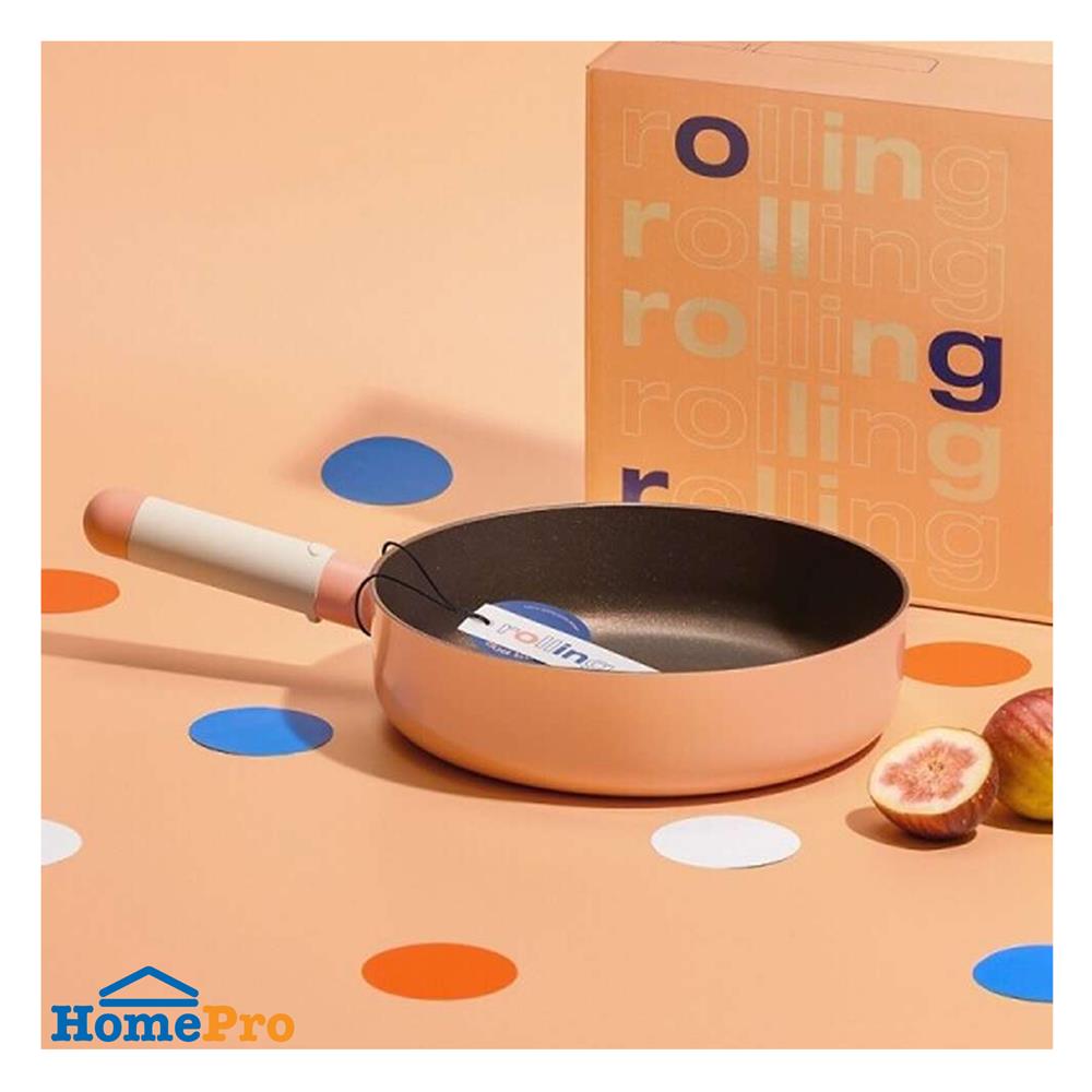 กระทะตื้น 22 ซม. LOCKNLOCK ROLLING POP IH สีส้ม