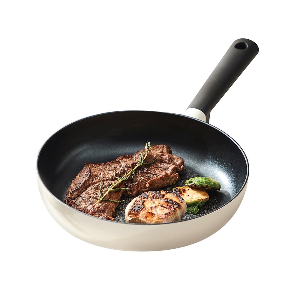 กระทะลึก 24 ซม. LOCKNLOCK DECORE สีครีม