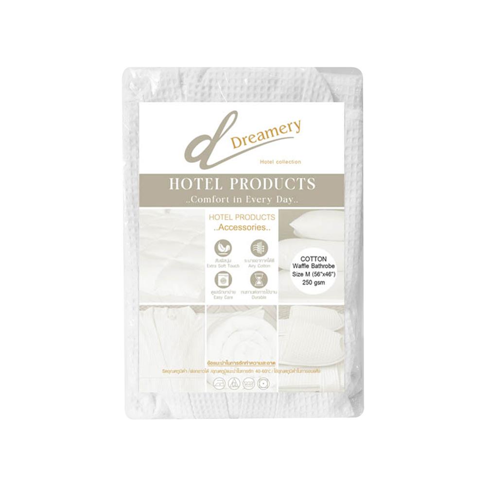 ชุดคลุมอาบน้ำ DREAMERY COTTON WAFFLE 250 GSM SIZE M สีขาว