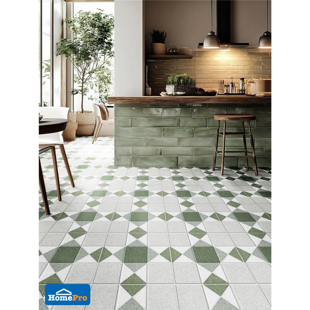 กระเบื้องพื้น 12x12 นิ้ว TARA ร็อคสแควร์ เขียว PM 1 ตร.ม.