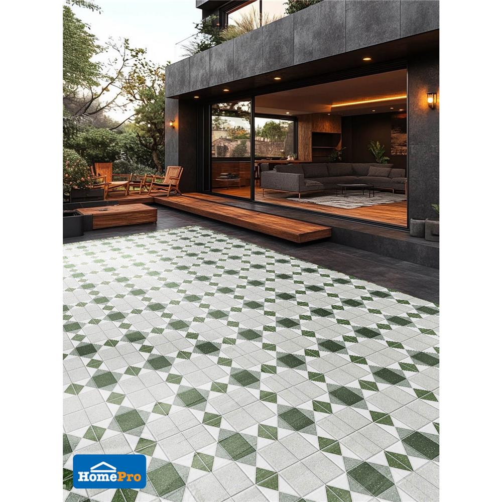 กระเบื้องพื้น 12x12 นิ้ว TARA ร็อคสแควร์ เขียว PM 1 ตร.ม.