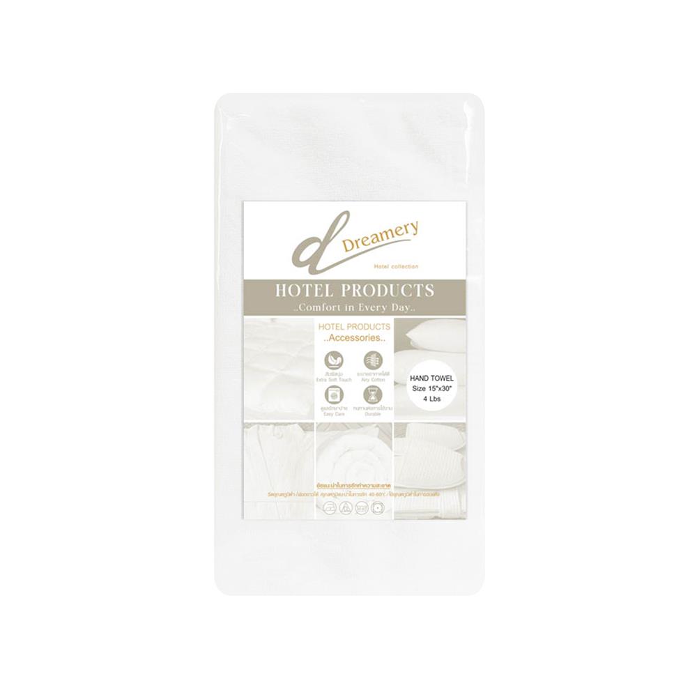 ผ้าขนหนู DREAMERY ขนคู่ 4LBS 15X30 นิ้ว สีขาว (แพ็ก 2 ชิ้น)