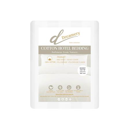 ผ้าปูที่นอน DREAMERY CT 300T STRIPE 74X110 นิ้ว สี WHITE (แพ็ก 2 ชิ้น)_2