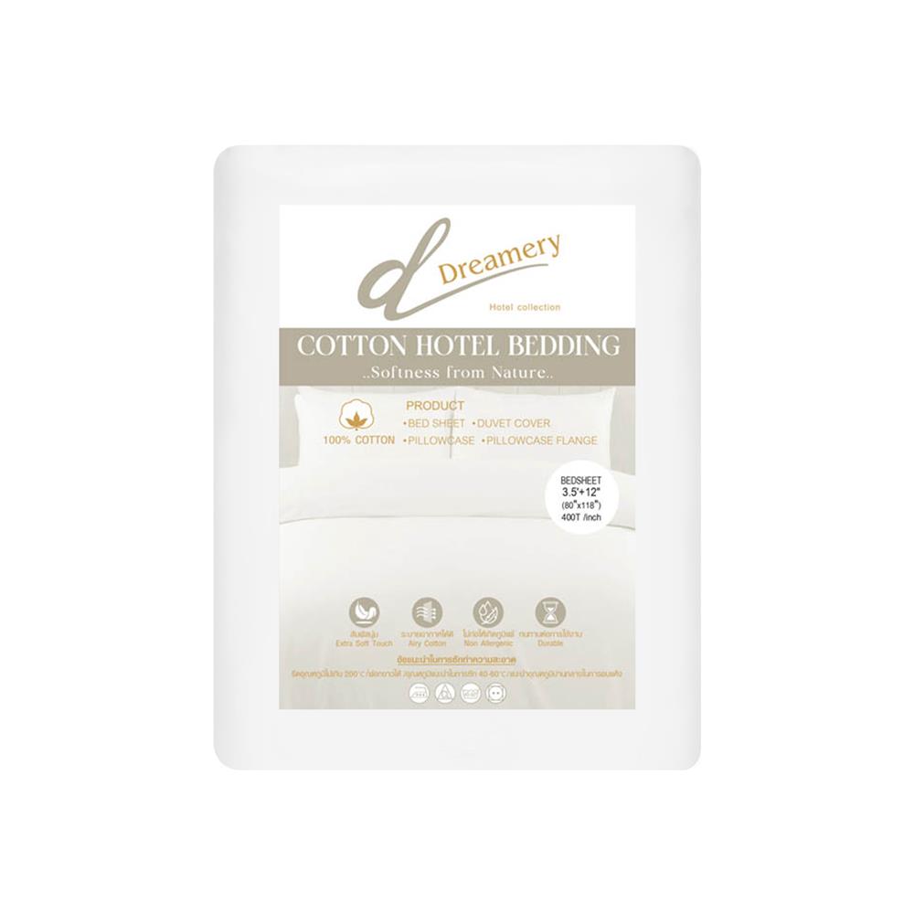 ผ้าปูที่นอน DREAMERY CT 400T SATEEN 80X118 นิ้ว สี WHITE (แพ็ก 2 ชิ้น)