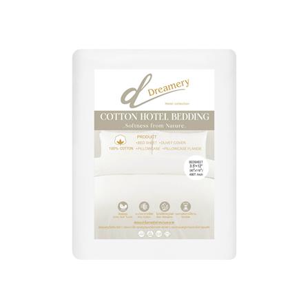 ผ้าปูที่นอน DREAMERY CT 400T SATEEN 80X118 นิ้ว สี WHITE (แพ็ก 2 ชิ้น)_2