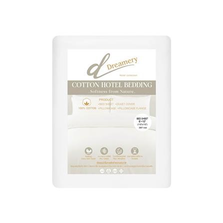 ผ้าปูที่นอน DREAMERY CT 250T SATEEN 110X110 นิ้ว สี WHITE (แพ็ก 2 ชิ้น)_2