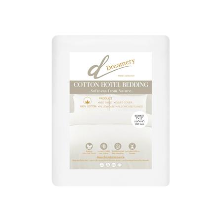ผ้าปูที่นอน DREAMERY CT 250T SATEEN 124X118 นิ้ว สี WHITE (แพ็ก 2 ชิ้น)_2