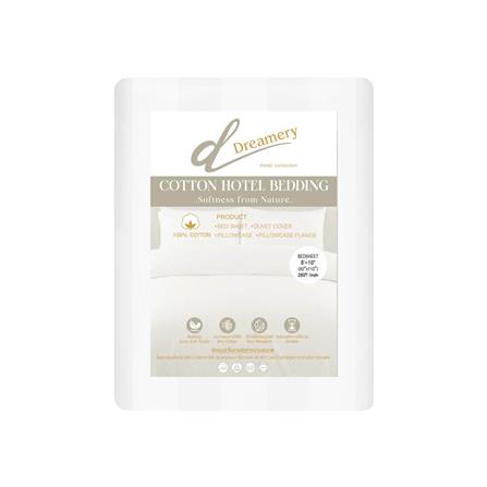 ผ้าปูที่นอน DREAMERY CT 250T STRIPE 92X110 นิ้ว สี WHITE (แพ็ก 2 ชิ้น)_2