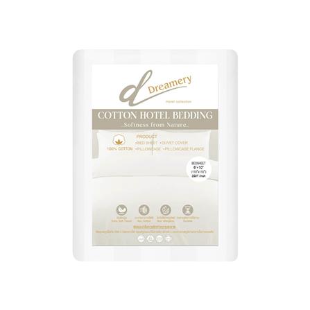 ผ้าปูที่นอน DREAMERY CT 250T STRIPE 110X110 นิ้ว สี WHITE (แพ็ก 2 ชิ้น)_2