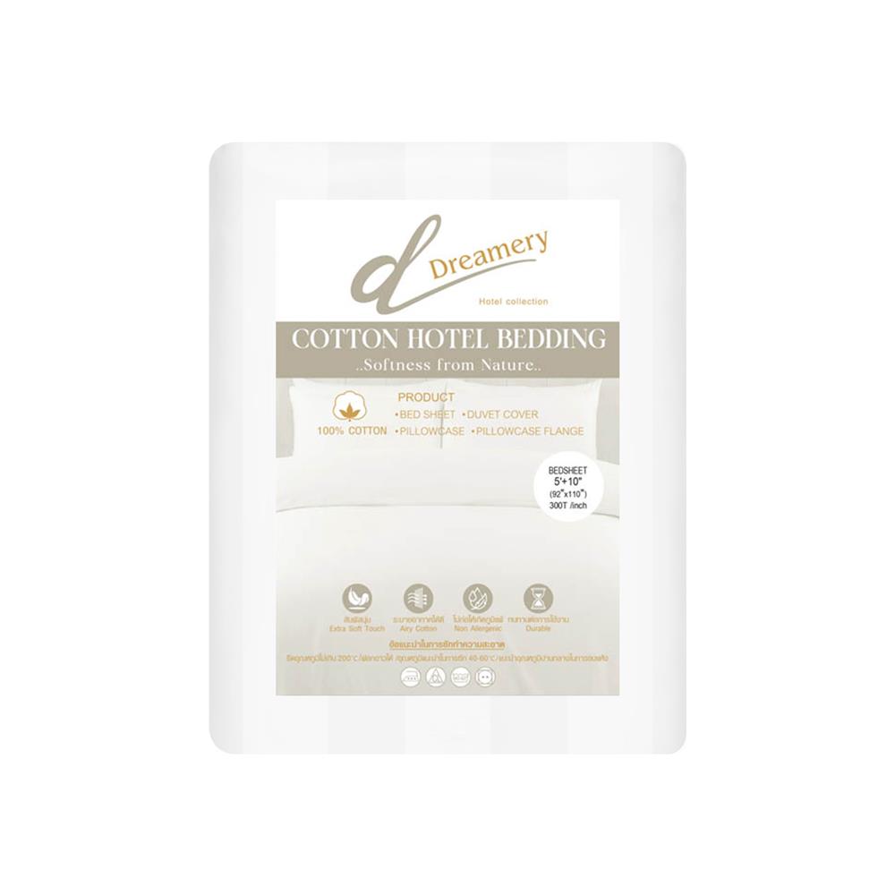 ผ้าปูที่นอน DREAMERY CT 300T STRIPE 92X110 นิ้ว สี WHITE (แพ็ก 2 ชิ้น)
