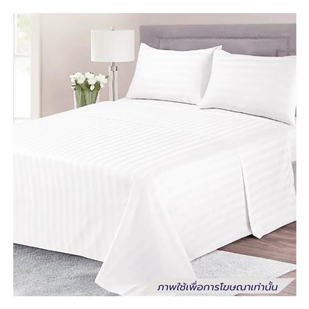 ผ้าปูที่นอน DREAMERY CT 300T STRIPE 92X110 นิ้ว สี WHITE (แพ็ก 2 ชิ้น)_0