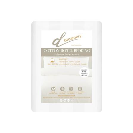 ผ้าปูที่นอน DREAMERY CT 250T STRIPE 100X118 นิ้ว สี WHITE (แพ็ก 2 ชิ้น)_2