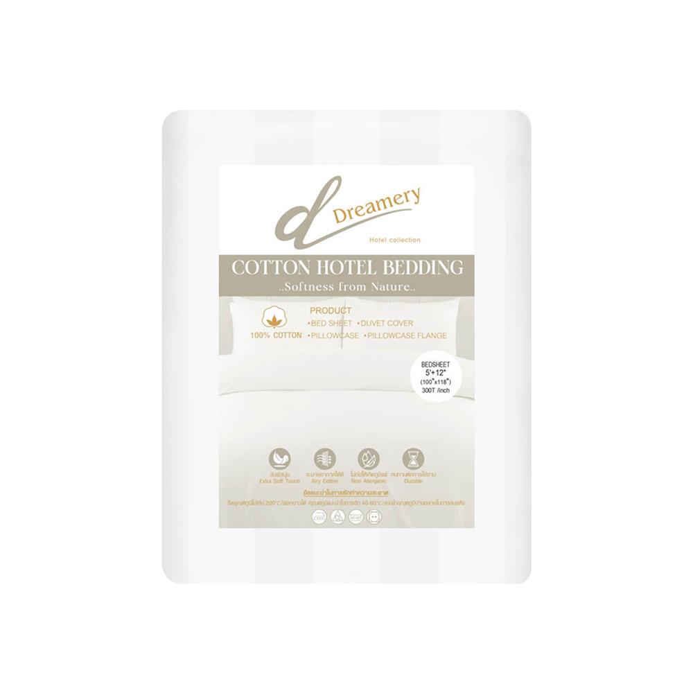 ผ้าปูที่นอน DREAMERY CT 300T STRIPE 100X118 นิ้ว สี WHITE (แพ็ก 2 ชิ้น)