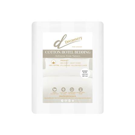 ผ้าปูที่นอน DREAMERY CT 300T STRIPE 100X118 นิ้ว สี WHITE (แพ็ก 2 ชิ้น)_2