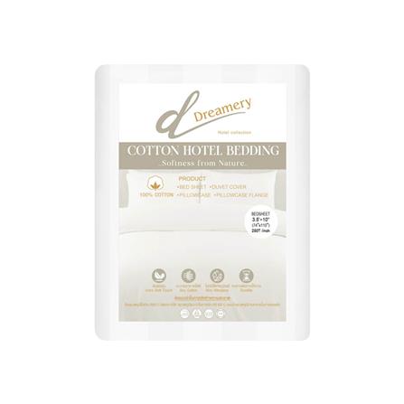 ผ้าปูที่นอน DREAMERY CT 250T STRIPE 74X110 นิ้ว สี WHITE (แพ็ก 2 ชิ้น)_2