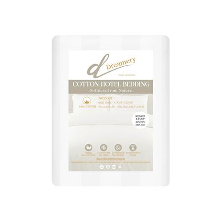 ผ้าปูที่นอน DREAMERY CT 250T STRIPE 80X118 นิ้ว สี WHITE (แพ็ก 2 ชิ้น)_2