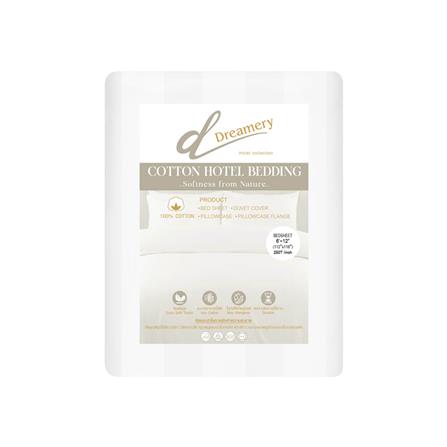 ผ้าปูที่นอน DREAMERY CT 250T STRIPE 112X118 นิ้ว สี WHITE (แพ็ก 2 ชิ้น)_2