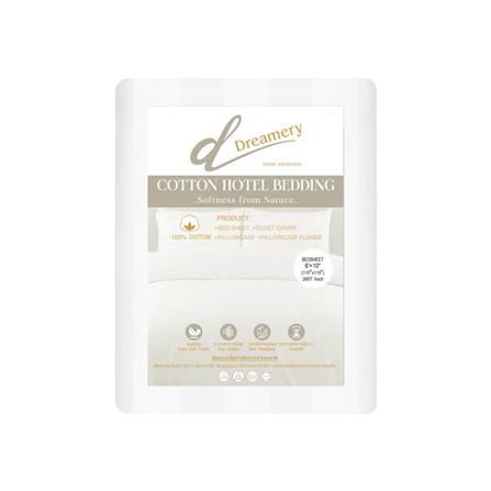 ผ้าปูที่นอน DREAMERY CT 300T STRIPE 110X110 นิ้ว สี WHITE (แพ็ก 2 ชิ้น)_2