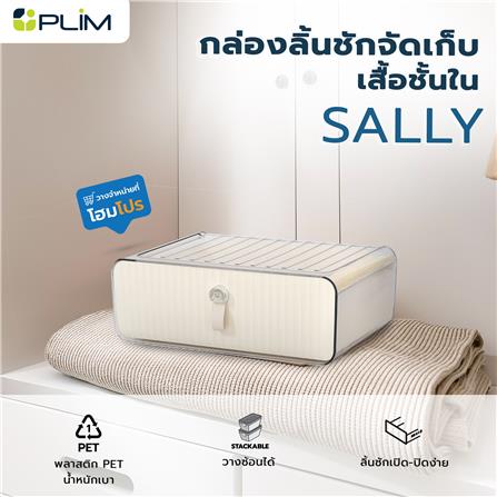 กล่องลิ้นชักจัดเก็บเสื้อชั้นใน PLIM SALLY สีเบจ_6