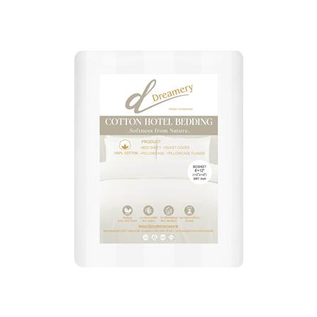 ผ้าปูที่นอน DREAMERY CT 300T STRIPE 112X118 นิ้ว สี WHITE (แพ็ก 2 ชิ้น)_2