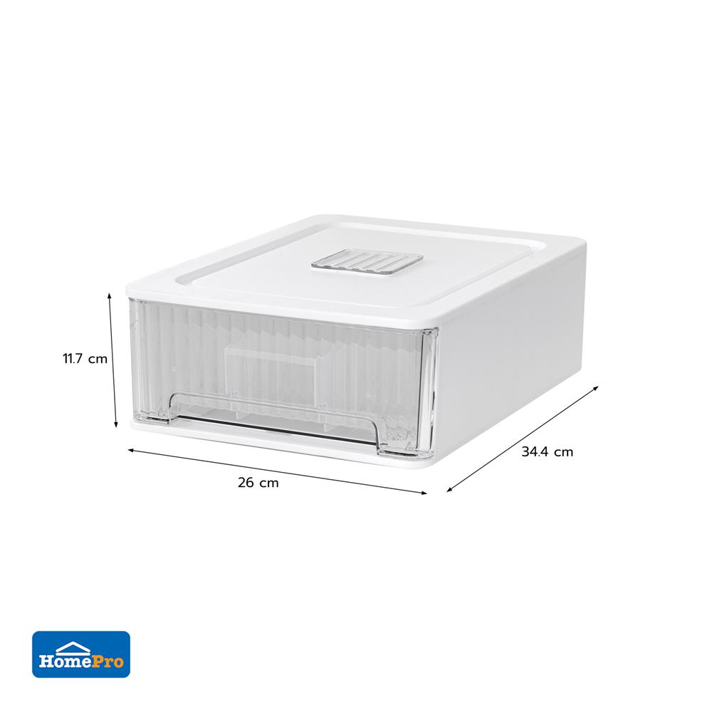 กล่องลิ้นชักจัดเก็บถุงเท้า PLIM IRENE SIZE M 18 ช่อง สีขาว