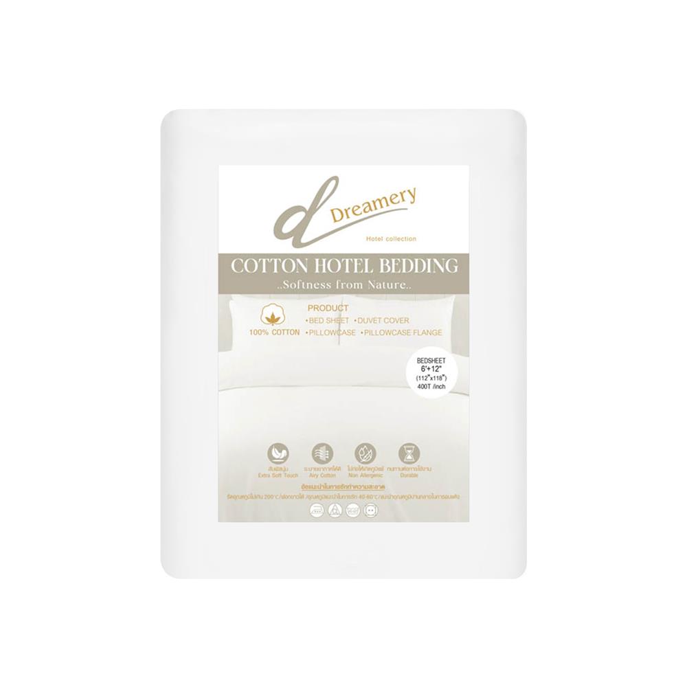 ผ้าปูที่นอน DREAMERY CT 400T SATEEN 112X118 นิ้ว สี WHITE (แพ็ก 2 ชิ้น)