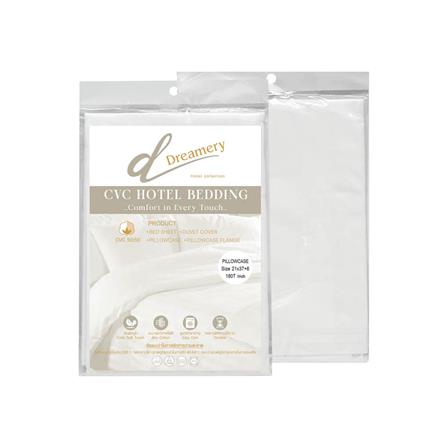 ปลอกหมอนหนุน DREAMERY CVC180T 21X37 นิ้ว สีขาว (แพ็ก 2 ชิ้น)_1
