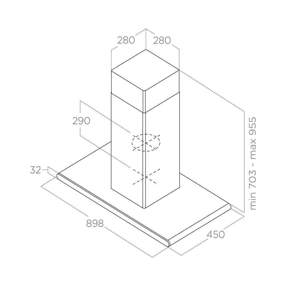 เครื่องดูดควันกลางห้อง ELICA GALAXY IS BLIX/A 90 ซม.