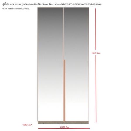 ตู้เสื้อผ้า 2 บานเปิด SB BUILT IN WARDROBE PLUS 59061323 100 ซม. สีโรสโกลด์/RIO BROWN_2