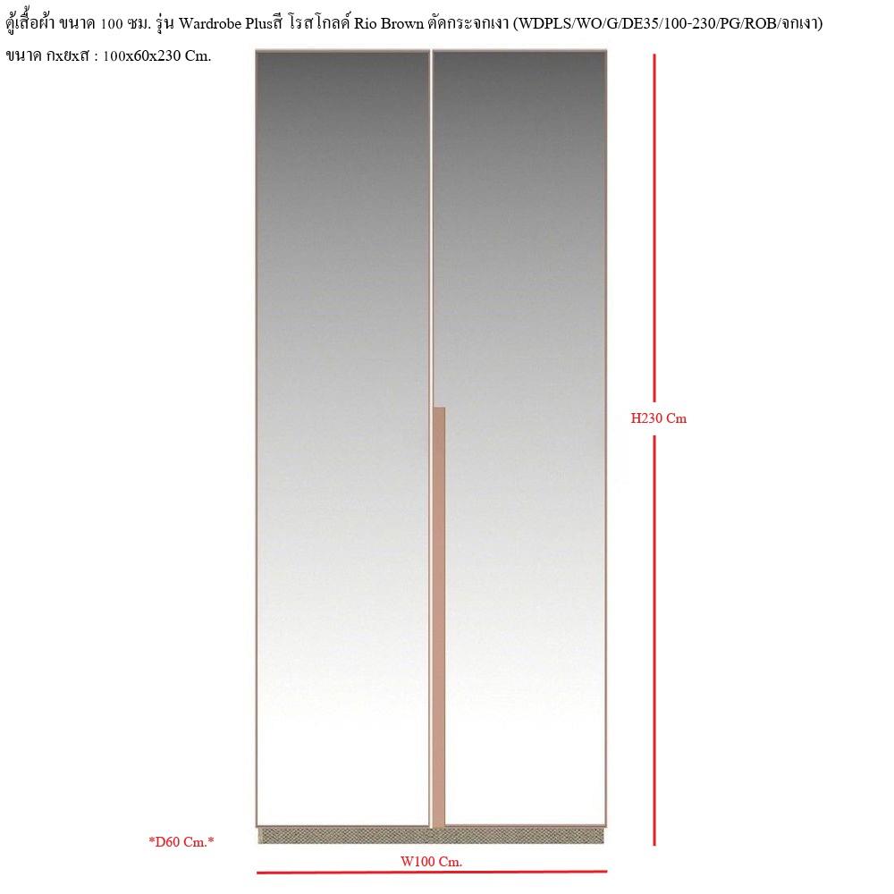 ตู้เสื้อผ้า 2 บานเปิด SB BUILT IN WARDROBE PLUS 59061322 100 ซม. สีโรสโกลด์/RIO BROWN