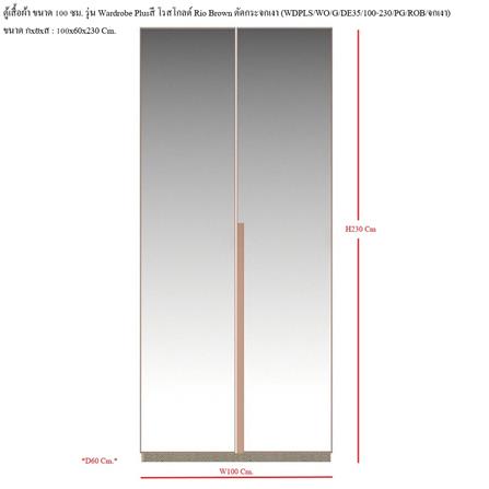 ตู้เสื้อผ้า 2 บานเปิด SB BUILT IN WARDROBE PLUS 59061322 100 ซม. สีโรสโกลด์/RIO BROWN_2