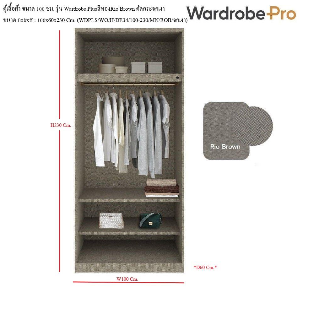 ตู้เสื้อผ้า 2 บานเปิด SB BUILT IN WARDROBE PLUS 59061319 100 ซม. สีทอง/RIO BROWN