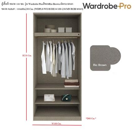 ตู้เสื้อผ้า 2 บานเปิด SB BUILT IN WARDROBE PLUS 59061319 100 ซม. สีทอง/RIO BROWN_2