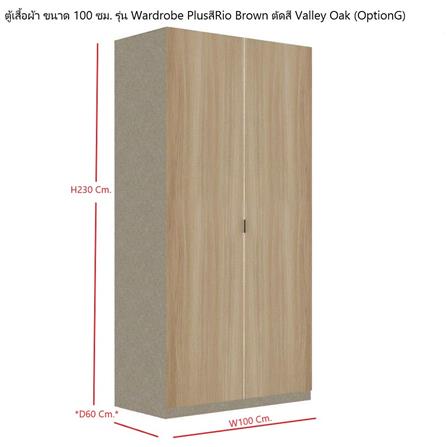 ตู้เสื้อผ้า 2 บานเปิด SB BUILT IN WARDROBE PLUS 59061773 100 ซม. สี RIO BROWN_3