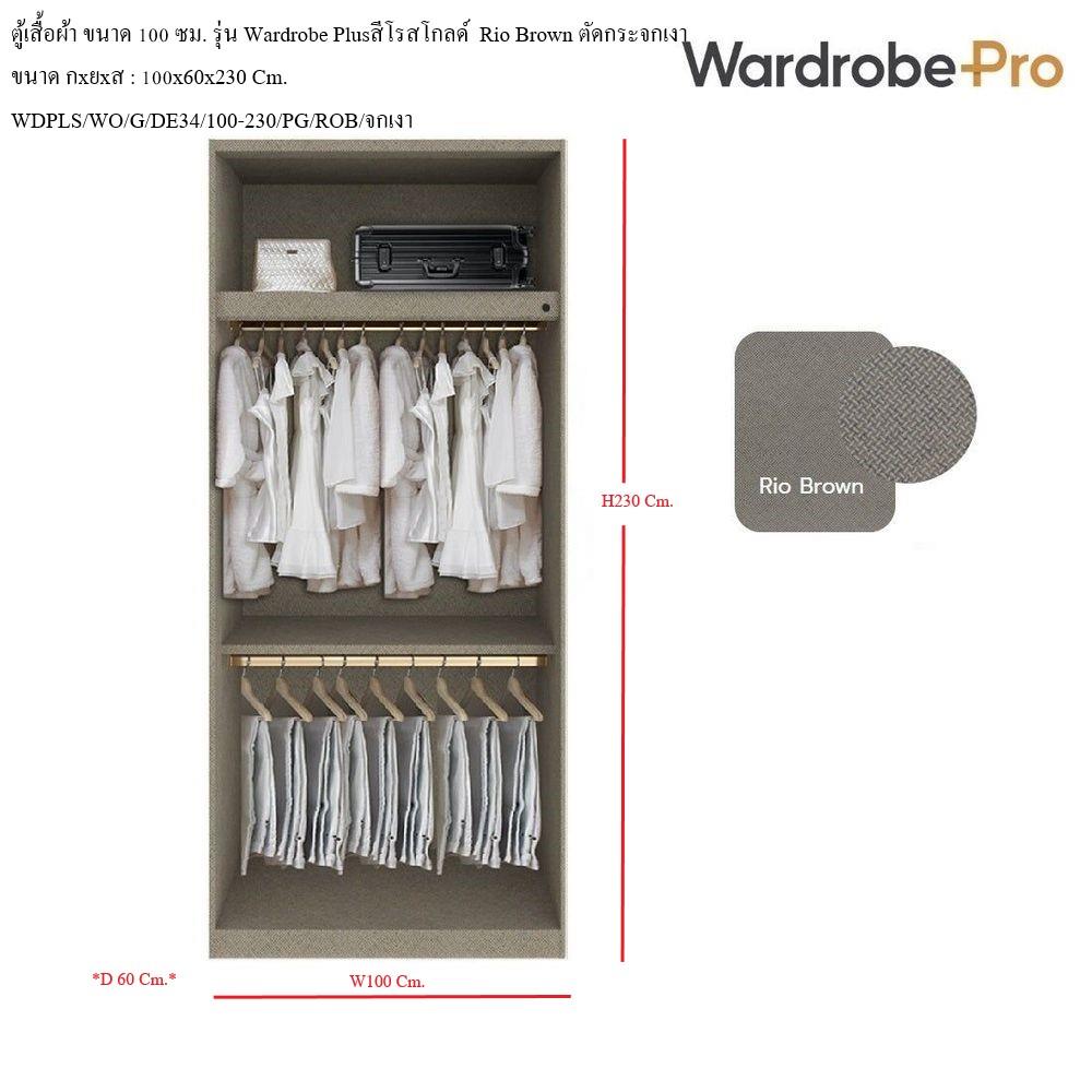 ตู้เสื้อผ้า 2 บานเปิด SB BUILT IN WARDROBE PLUS 59061316 100 ซม. สีโรสโกลด์/RIO BROWN