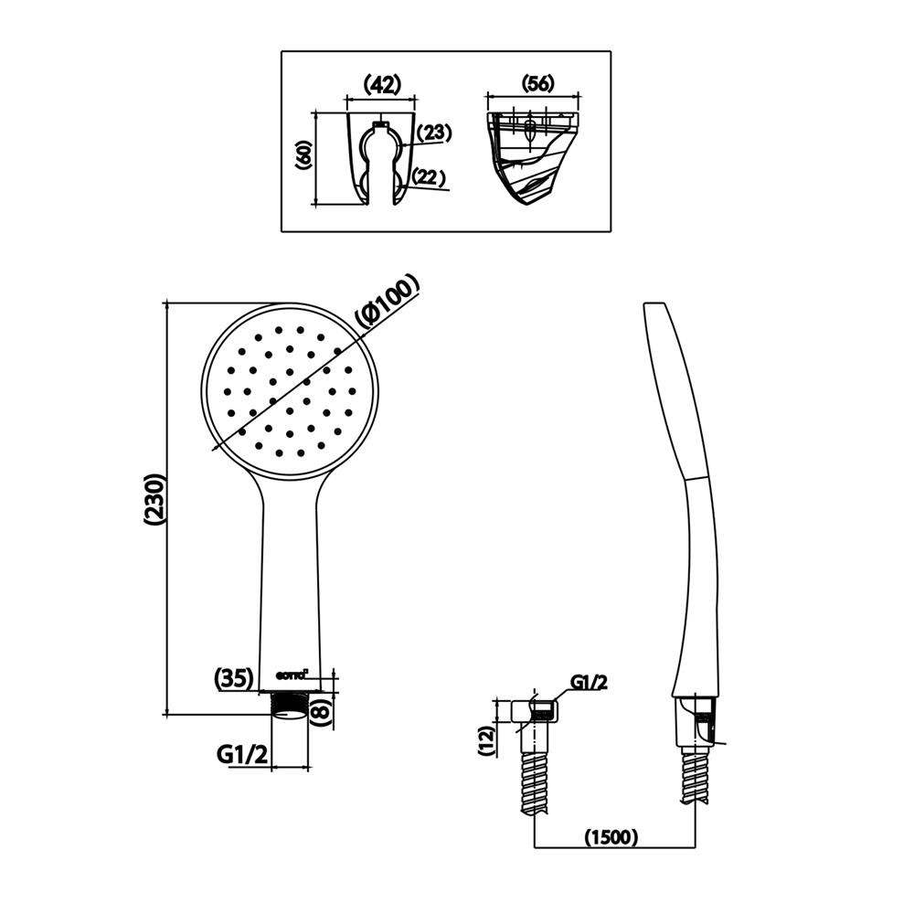 ชุดฝักบัวสายอ่อน 1 ระดับ COTTO ZHSE002(HM)