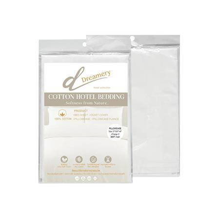 ปลอกหมอนหนุน DREAMERY CT300T SATEEN FLANG 21X37 นิ้ว สีขาว (แพ็ก 2 ชิ้น)_2
