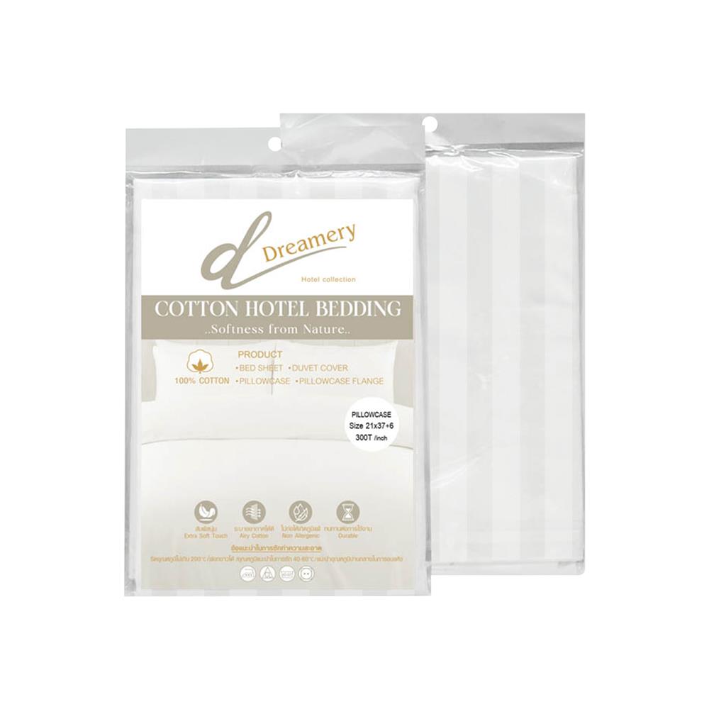 ปลอกหมอนหนุน DREAMERY CT300T STRIP 21X37 นิ้ว สีขาว (แพ็ก 2 ชิ้น)