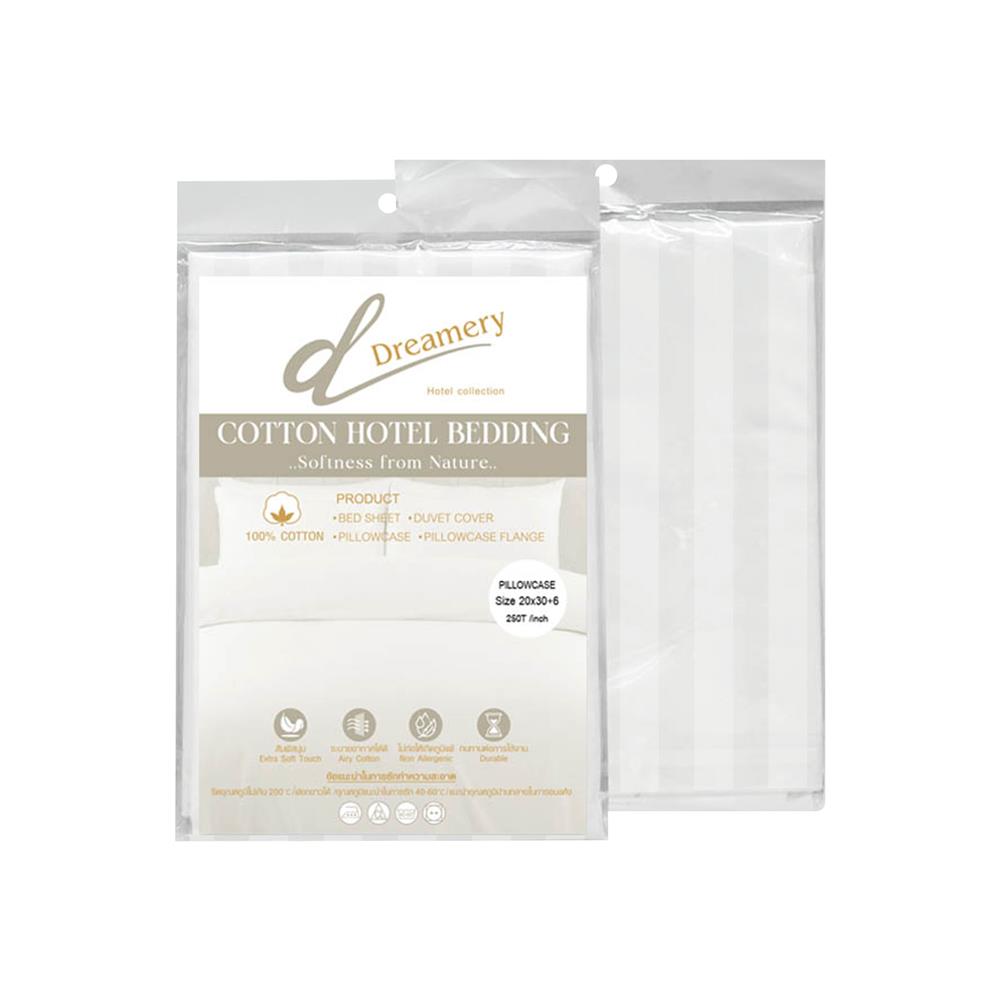 ปลอกหมอนหนุน DREAMERY CT250T STRIP 20X30 นิ้ว สีขาว (แพ็ก 2 ชิ้น)