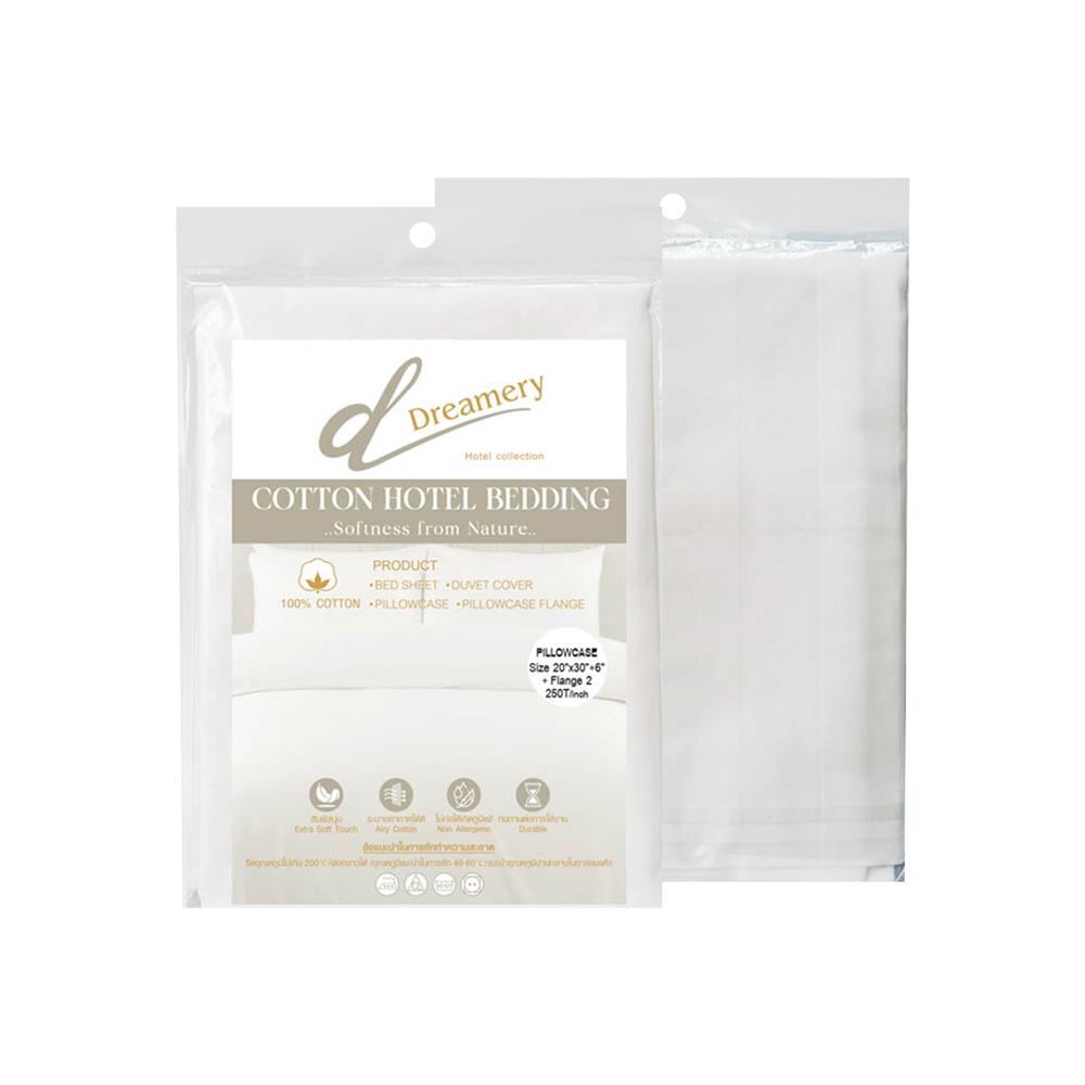 ปลอกหมอนหนุน DREAMERY CT250T STRIP FLANG 20X30 นิ้ว สีขาว (แพ็ก 2 ชิ้น)