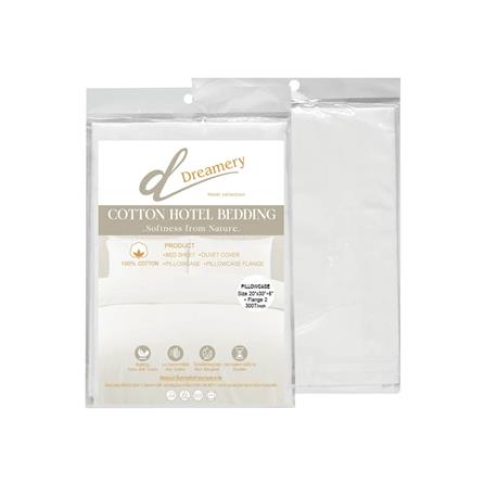 ปลอกหมอนหนุน DREAMERY CT300T SATEEN FLANG 20X30 นิ้ว สีขาว (แพ็ก 2 ชิ้น)_2