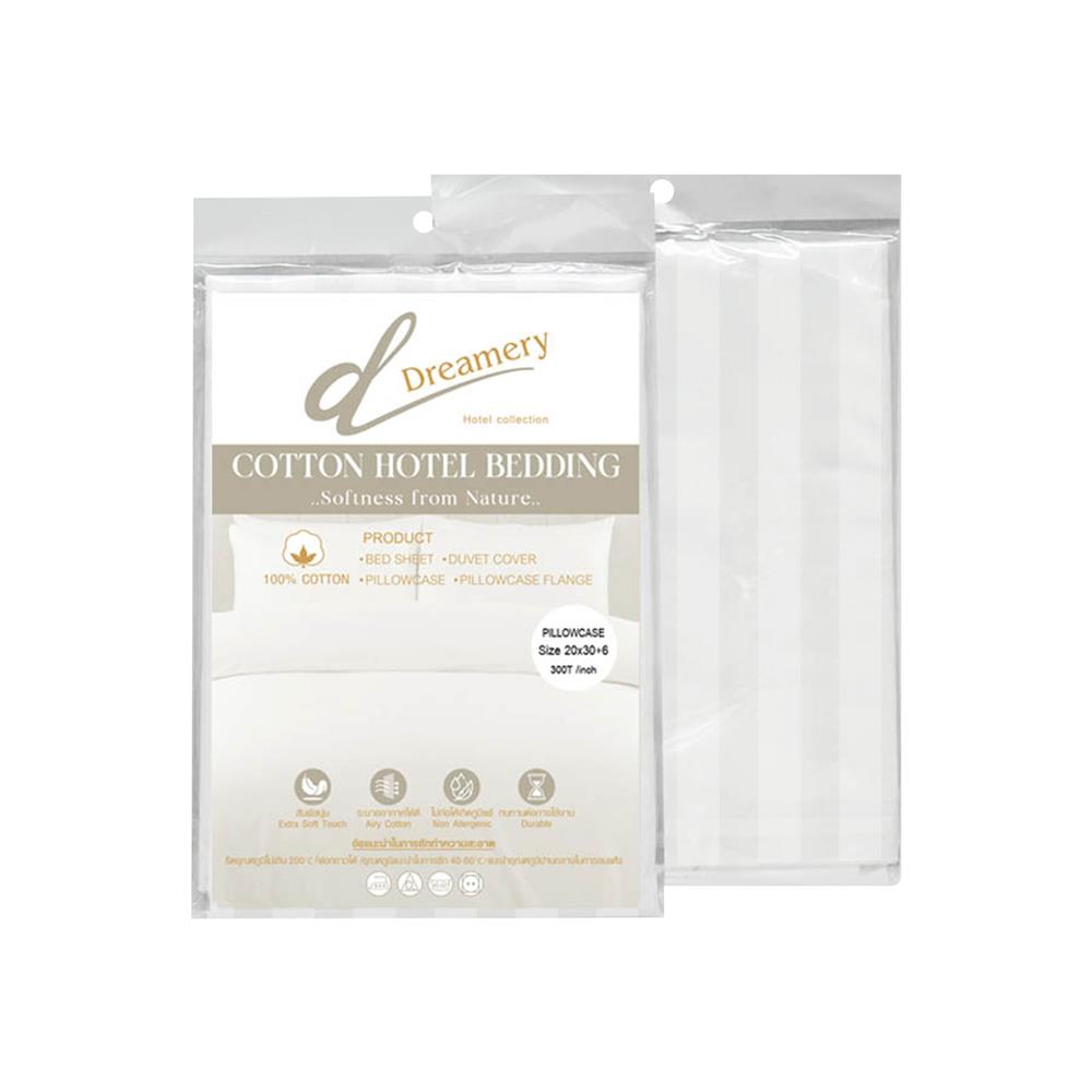 ปลอกหมอนหนุน DREAMERY CT300T STRIP 20X30 นิ้ว สีขาว (แพ็ก 2 ชิ้น)