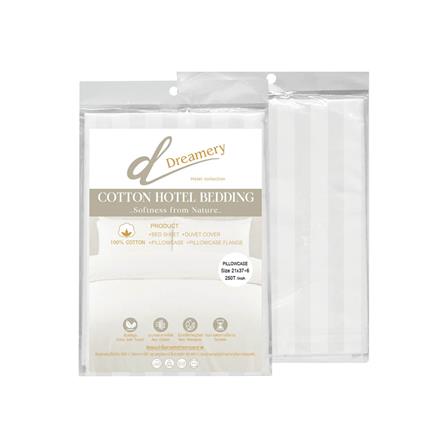 ปลอกหมอนหนุน DREAMERY CT250T STRIP 21X37 นิ้ว สีขาว (แพ็ก 2 ชิ้น)_1