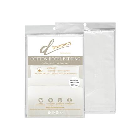 ปลอกหมอนหนุน DREAMERY CT400T SATEEN 20X30 นิ้ว สีขาว (แพ็ก 2 ชิ้น)_1