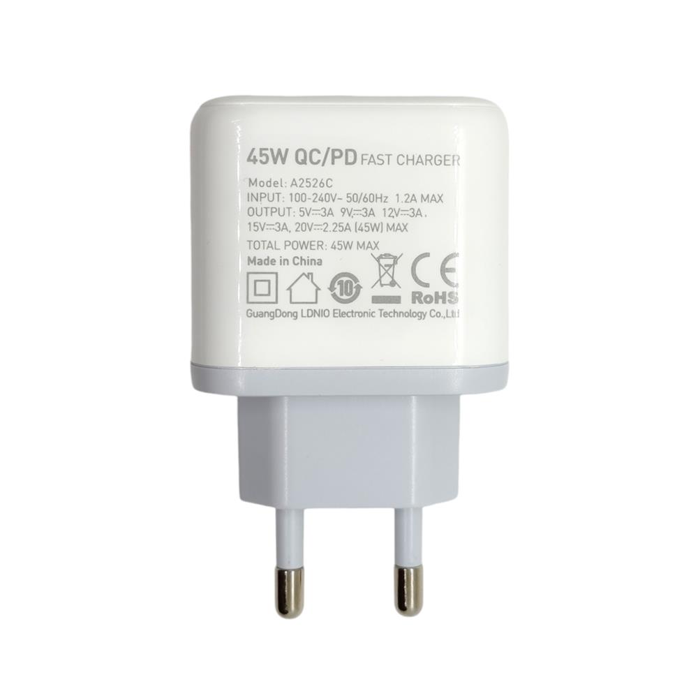 ชุดสายชาร์จ LDNIO A2526C 45 วัตต์