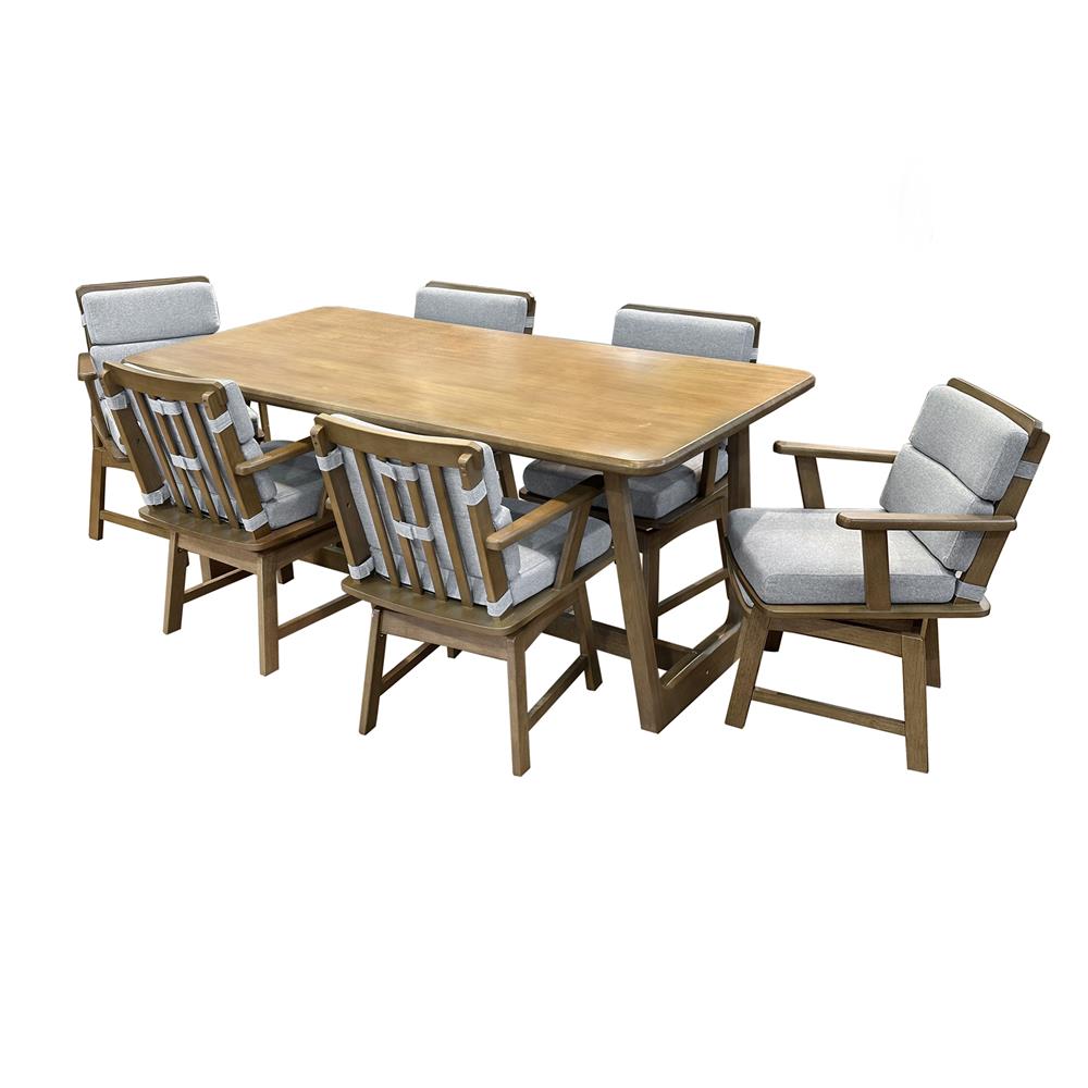 ชุดโต๊ะอาหาร 6 ที่นั่ง FURDINI HOKKAIDO สีน้ำตาลเข้ม